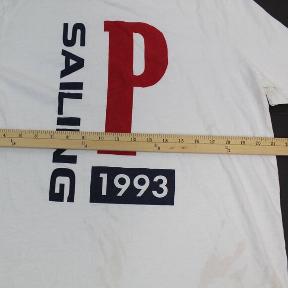 Polo Ralph Lauren Sailing 1993 White Tshirt Size Large Stain - Picture 7 of 9